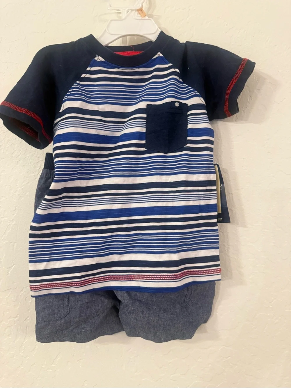 Lucky Brand Navy, White & Blue Striped Short Sleeve Tee
